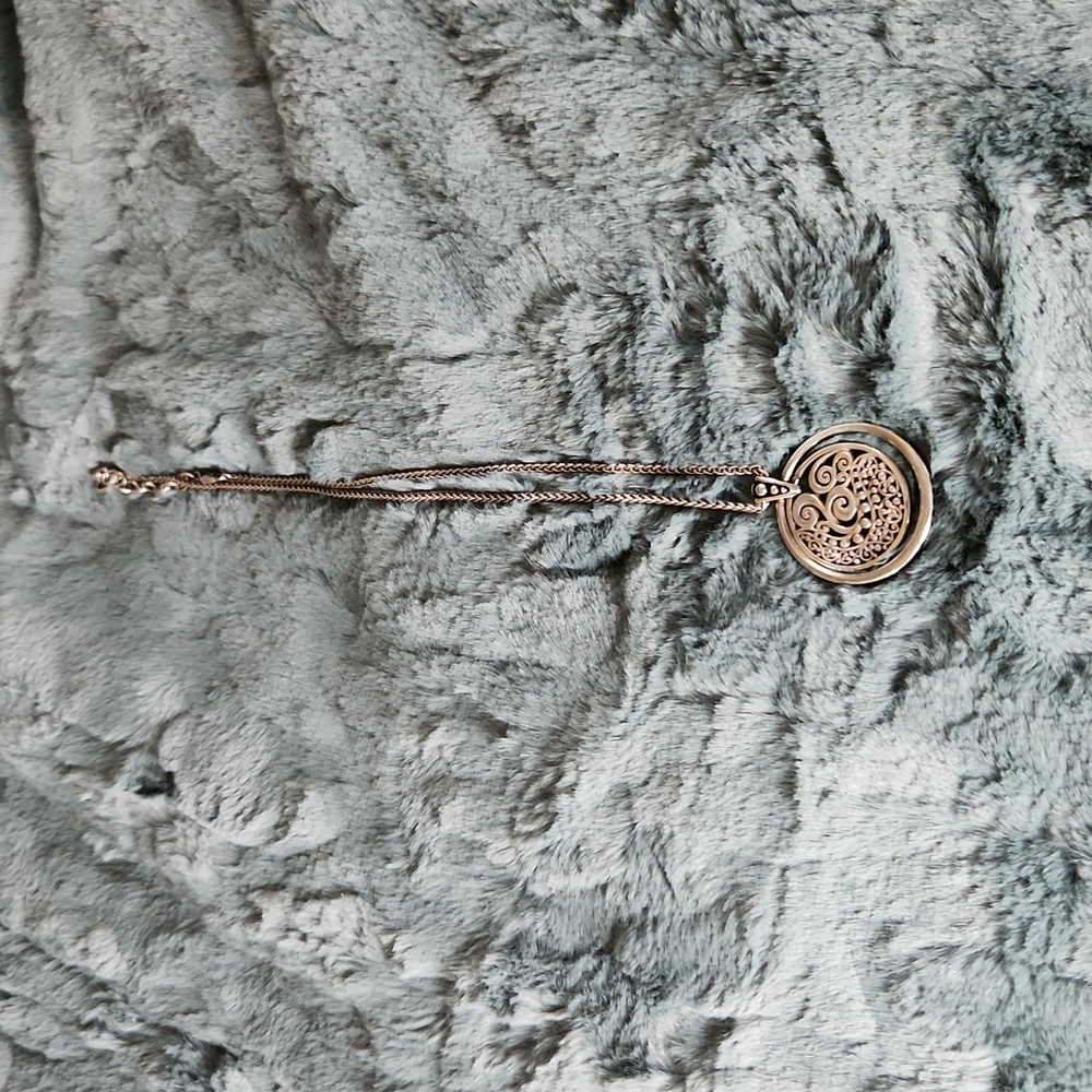 Brighton Love Affair Circle in Circle Pebbled and Scrolled Pendant